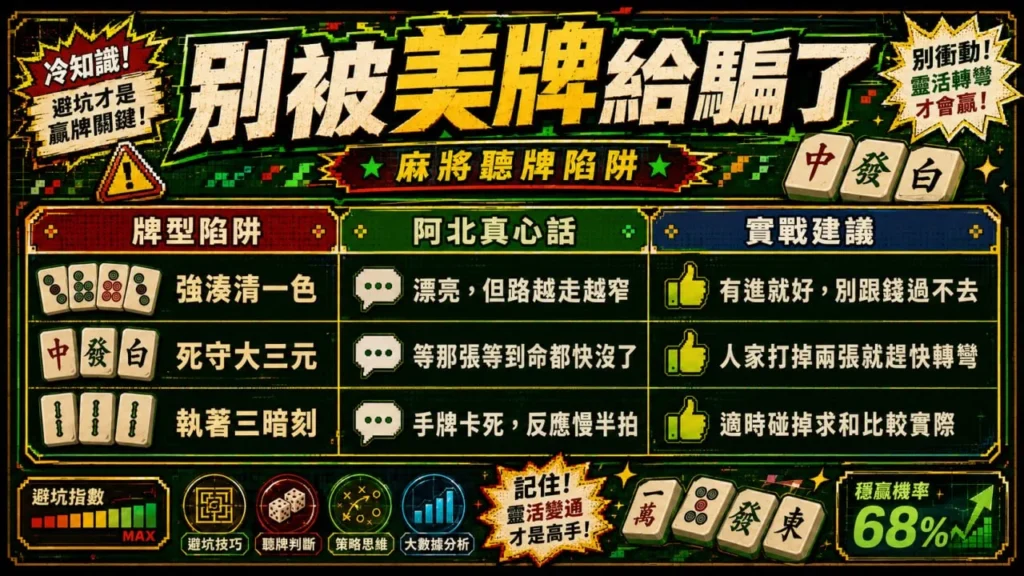 麻將聽牌技巧與常見陷阱避坑教學圖